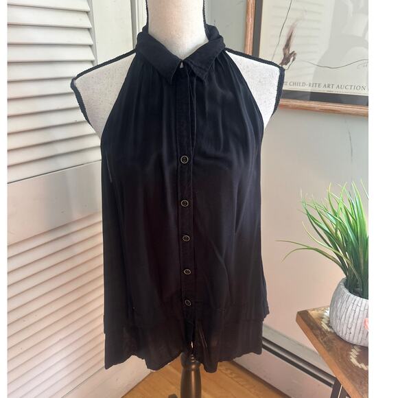 MAEVE ANTHROPOLOGIE Womens Top 8 Black Tesni Swing Tank Summer Minimalist - Picture 1 of 9